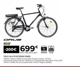 Feu Vert Vélo ville électrique e8500 orus offre