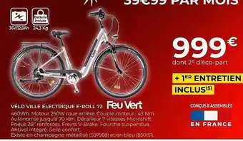 Feu Vert Vélo ville électrique e-roll 72 offre
