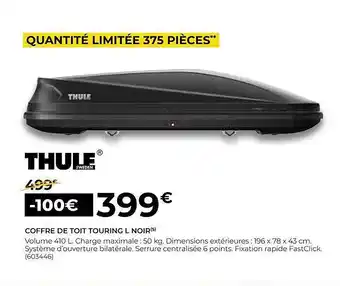 Feu Vert Coffre de toit touring l noir thule offre