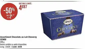 Géant Casino Assortiment chocolats au lait cheverny cémoi offre