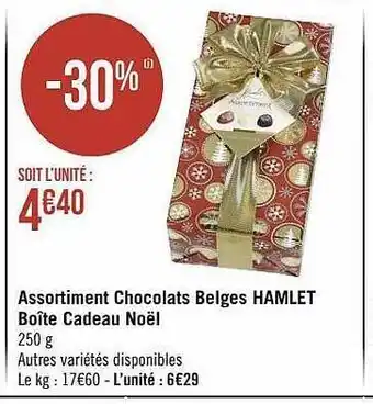 Géant Casino Assortiment chocolats belges hamlet boîte cadeau noël offre