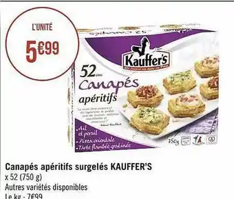 Géant Casino Canapés apéritifs surgelés kauffer's offre