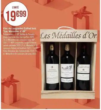 Géant Casino Vins du languedoc coffret bois offre
