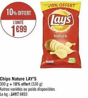 Géant Casino Chips nature lay's offre