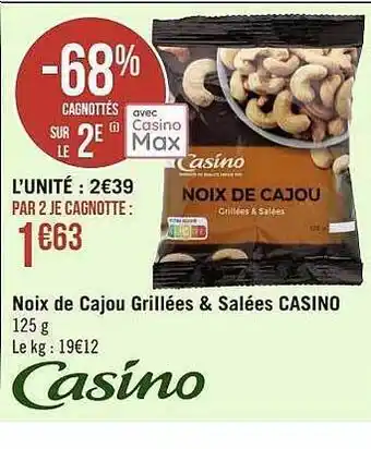 Géant Casino Noix de cajou grillées & salées casino offre