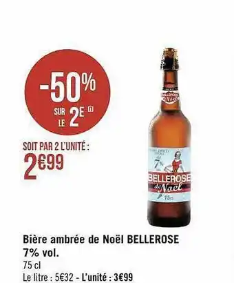 Géant Casino Bière ambrée de noël bellerose 7% vol. offre