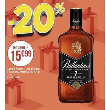 Géant Casino Scotch whisky 7 ans bourbon finish ballantine's 40% vol. offre