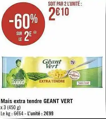Géant Casino Maïs extra tendre géant vert offre