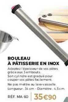 Rouleau à pâtisserie en inox