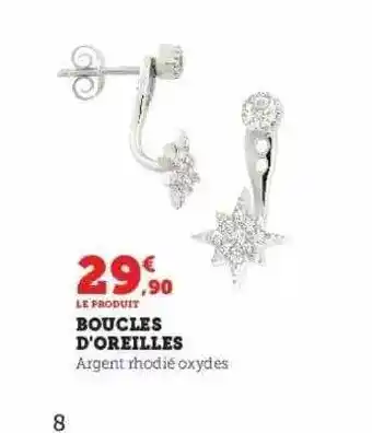 Hyper U Boucles d'oreilles argent rhodié oxydes offre