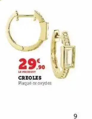 Hyper U Créoles plaqué or oxydes offre