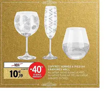Intermarché Coffret verres à pied x4 gravures 48cl offre