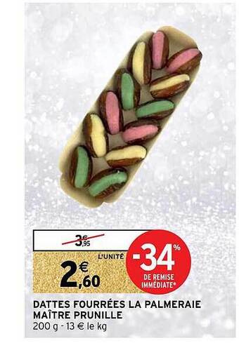 Intermarché Dattes fourrées la palmeraie maître prunille offre