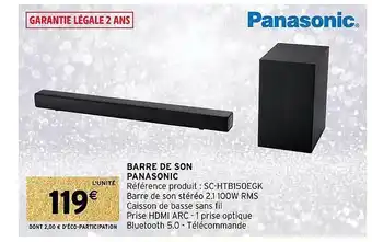 Barre de son panasonic