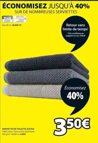 JYSK Serviette de toilette gistad offre