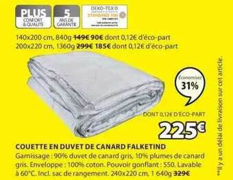 JYSK Couette en duvet de canard falketind offre