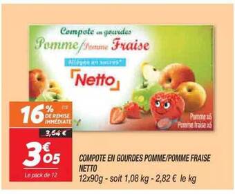 Netto Compote en gourdes pomme-pomme fraise netto offre