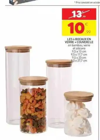 Stokomani Les 4 bocaux en verre + couvercle offre