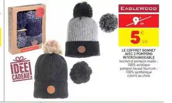 Stokomani Le coffret bonnet avec 2 pompons interchangeable eagle wood offre