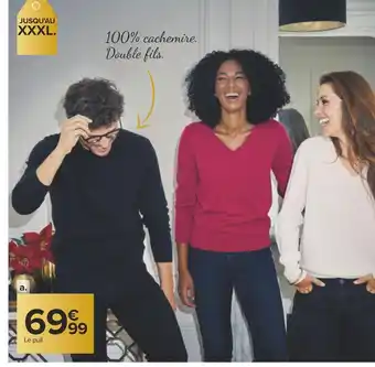 Carrefour Pull cachemire homme offre