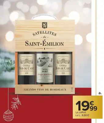 Carrefour Coffret 3 bouteilles satellites saint émilion, grands vins de bordeaux offre