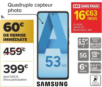 Carrefour Samsung smartphone galaxy a53 offre