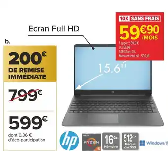 Carrefour Ordinateur portable offre
