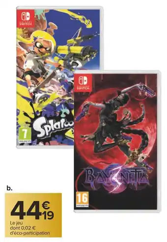 Carrefour Jeu splatoon 3 ou bayonetta 3 pour nintendo switch offre