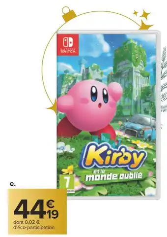 Carrefour Jeu kirby et le monde oublié pour nintendo switch offre