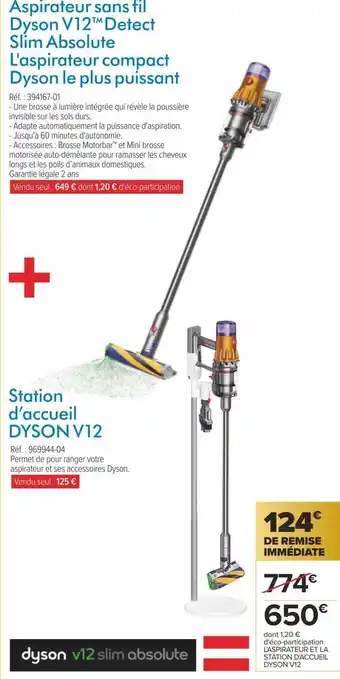 Carrefour Dyson aspirateur sans fils v12 detect slim absolute offre