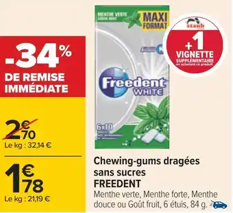 Freedent chewing-gums dragées sans sucres