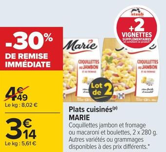 Carrefour Marie plats cuisinés offre