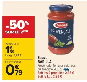 Carrefour Barilla sauce offre