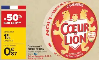 Carrefour Coeur de lion camembert offre