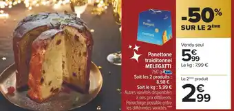 Carrefour Melegatti panettone traiditonnel offre