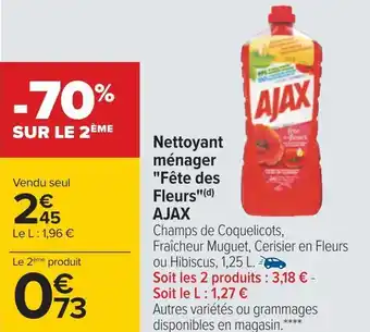 Carrefour Ajax nettoyant ménager fête des fleurs offre
