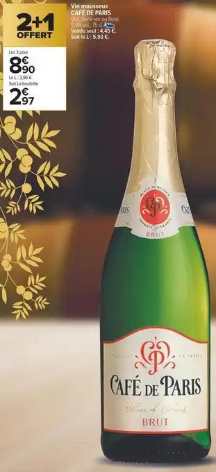 Carrefour Café de paris vin mousseux café de paris offre