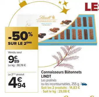 Carrefour Lindt connaisseurs bâtonnets offre