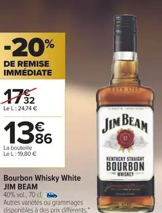 Carrefour Jim beam bourbon whisky white offre
