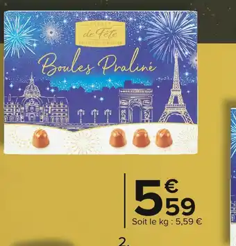 Carrefour Market Boules praliné esprit de fête collection réveillon offre