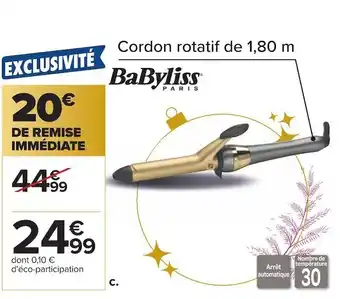 Babyliss boucleur manuel titanium gold
