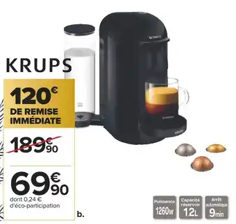 Carrefour Krups nespresso vertuo offre