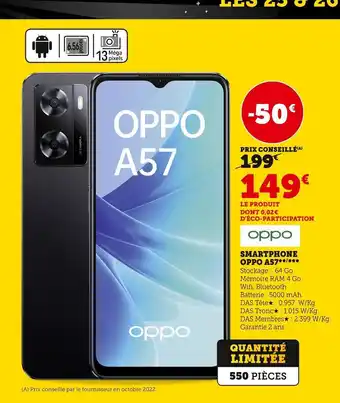 Hyper U Oppo smartphone oppo a57 offre