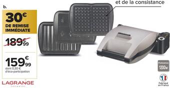 Carrefour Lagrange gaufrier multifonctions offre
