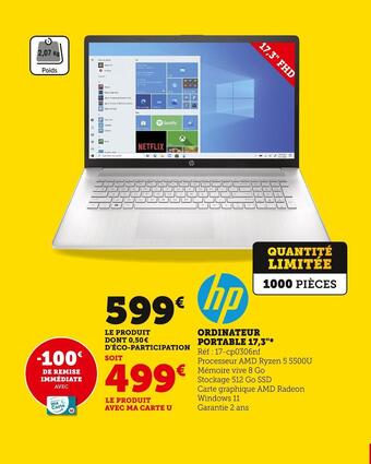 Super U Hp ordinateur portable 17,3 offre