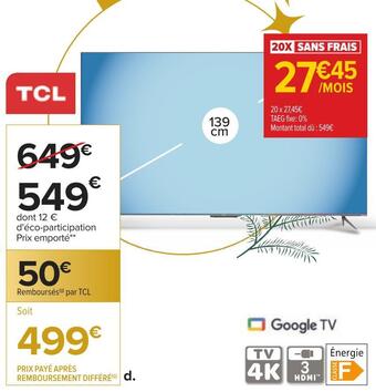 Carrefour Tcl téléviseur qled 4k offre