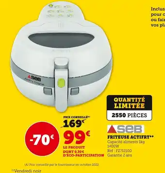 Hyper U Seb friteuse actifry offre