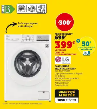 Super U Lg lave-linge frontal 10.5 kg offre