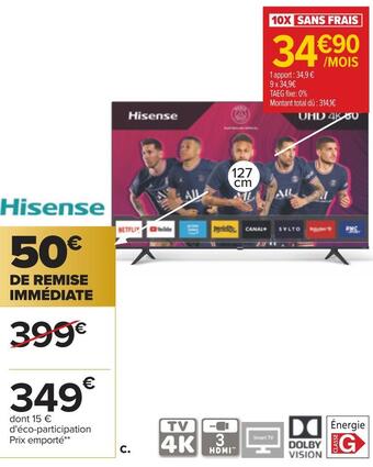 Carrefour Hisense téléviseur led 4k offre