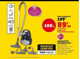 Super U Hoover aspirateur traineau sac offre